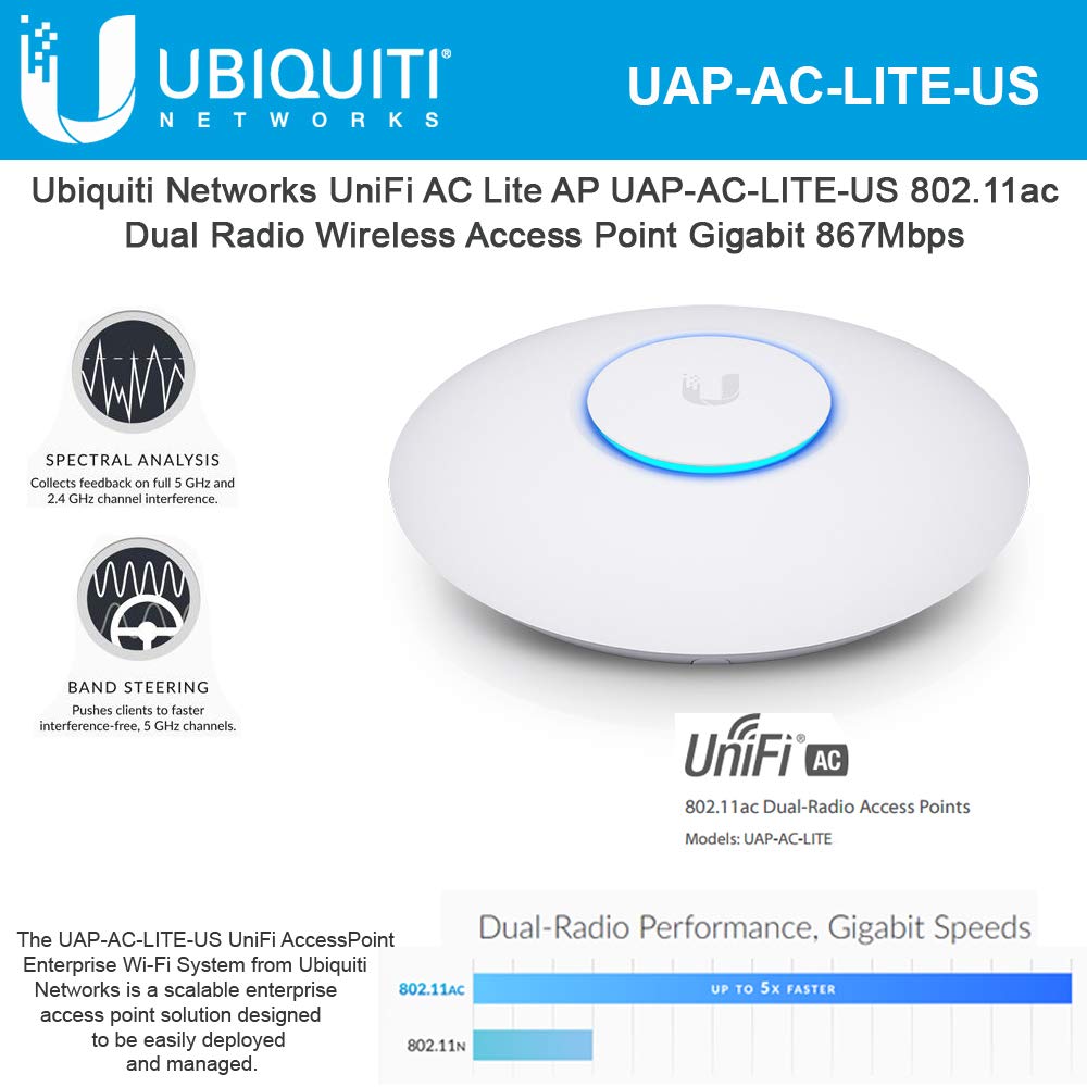 Ubiquiti UAP-AC-LITE UniFi AP AC LITE 802.11ac Gigabit Dual-Radio PoE