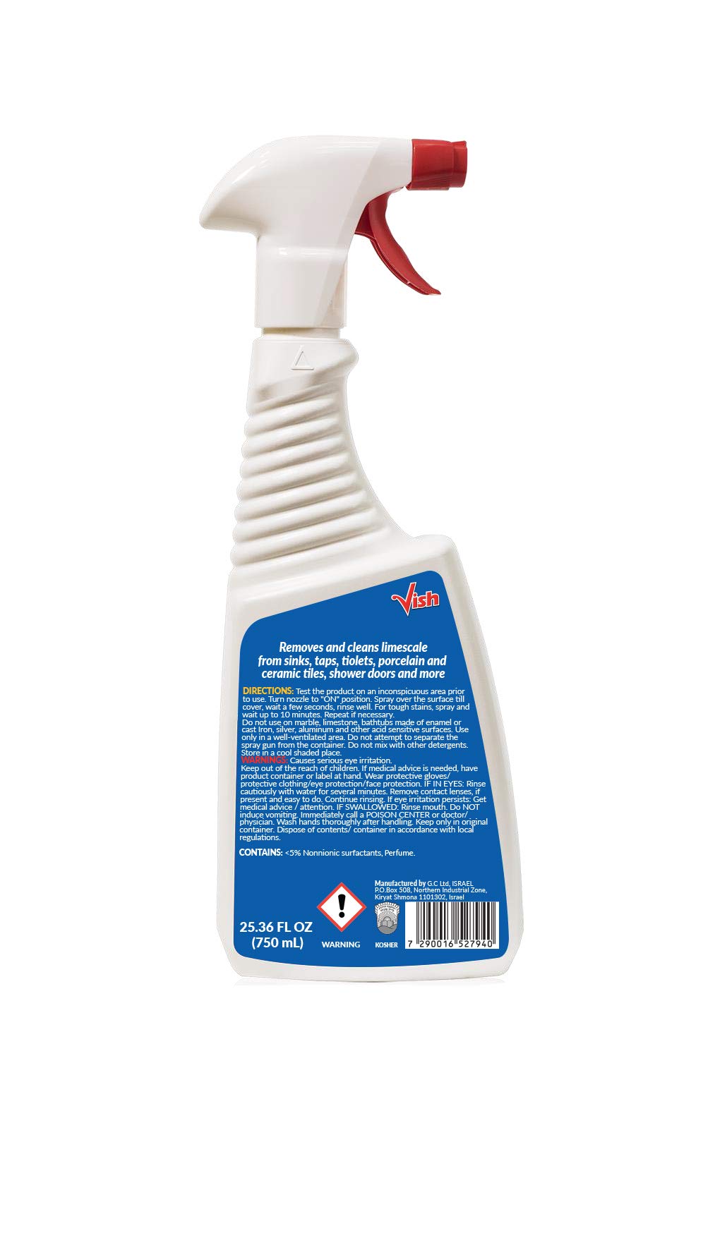 VISH Rust Remover limescale Remover for Bath and Kitchen Cleaner, Fresh Scent, Spray Bottle, 25.36FL Oz ( set of 2)