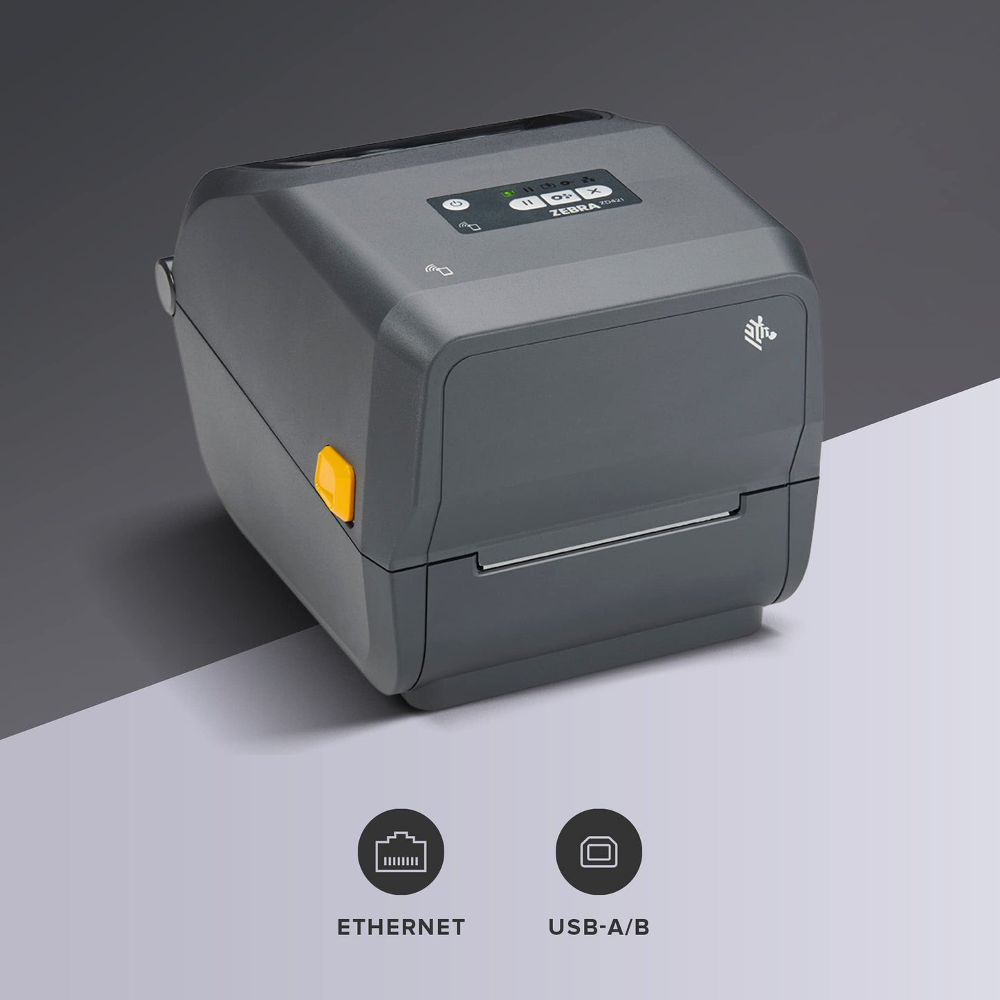 ZEBRA ZD421 Thermal Transfer Desktop Printer 203 dpi Print Width 4-inch Wired USB and Ethernet Connectivity ZD4A042-301E00EZ, Requires Thermal Ribbon for Use