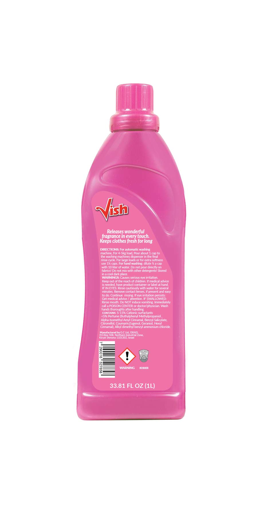 VISH Pink Concentrated Laundry Softener, Fabric Softener Liquid, unti Wrinkle Guard, Fresh Smell, Fabric Conditioner, Laundry Softener Liquid 33.81 FL Oz - Set of 3