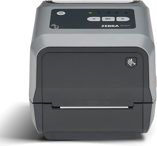 ZEBRA ZD621 Thermal Transfer Desktop Printer 300 dpi Print Width 4 inch USB Serial Ethernet Connectivity ZD6A043-301F00EZ, Requires Thermal Ribbon for Use