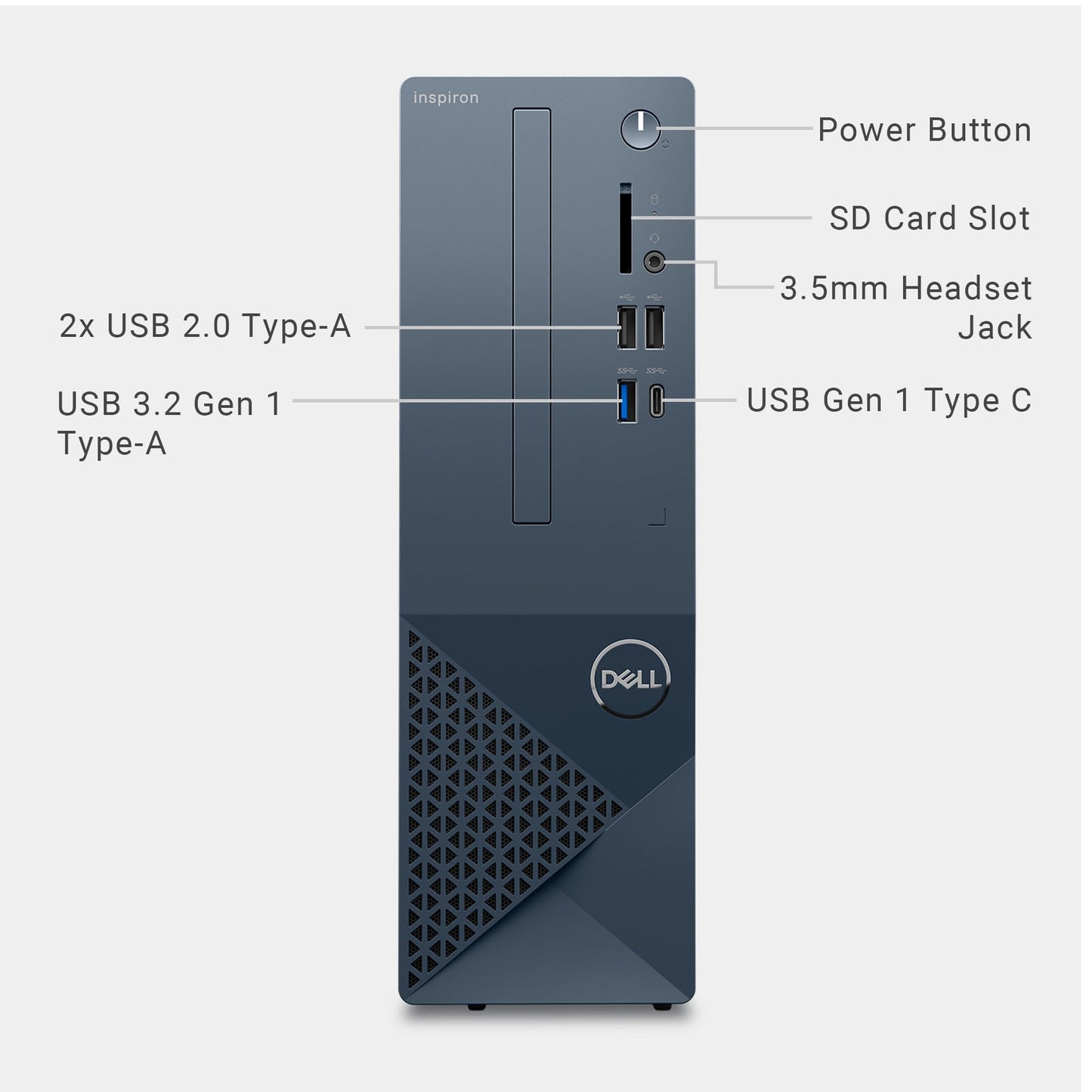 Dell Inspiron 3030 Small Desktop - Intel Core i5-14400 CPU, 16GB DDR5 RAM, 1TB SSD, Intel UHD 730 Graphics, Windows 11 Home, Blue