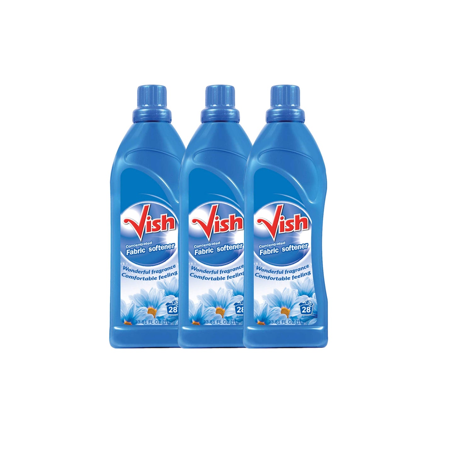VISH Blue Concentrated Laundry Softener, Fabric Softener Liquid, unti Wrinkle Guard, Fresh Smell, Fabric Conditioner, Laundry Softener Liquid 33.81 FL Oz - Set of 3