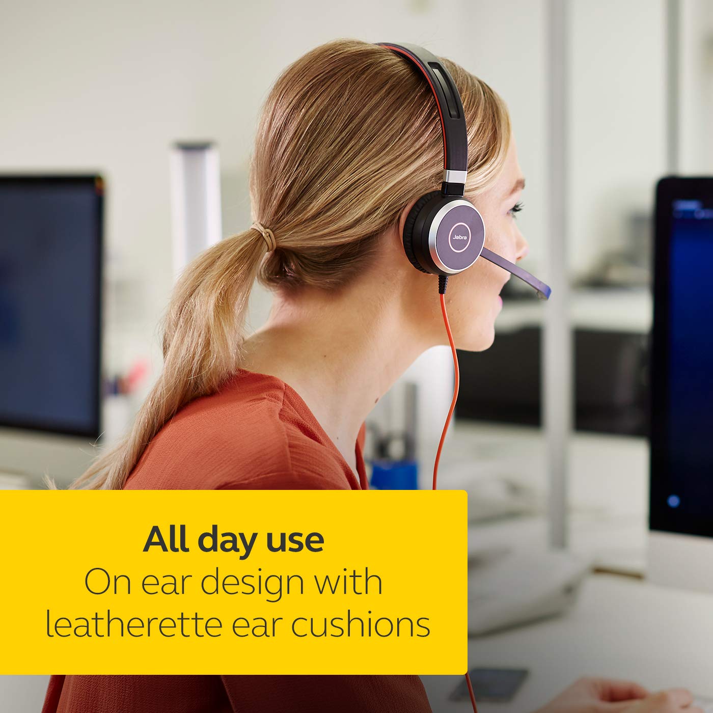 Jabra Evolve 40 Professional Wired Headset, Stereo, MS-Optimized – Telephone Headset for Greater Productivity, Superior Sound for Calls and Music, 3.5mm Jack/USB Connection