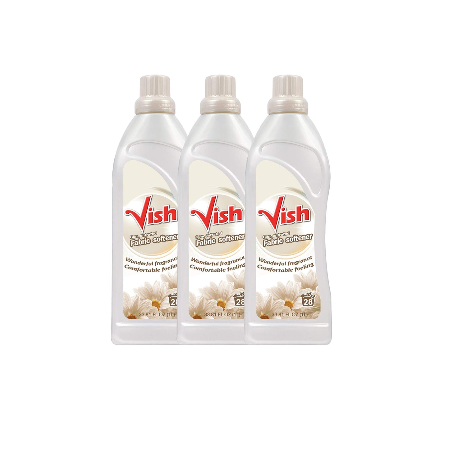 VISH White Concentrated Laundry Softener, Fabric Softener Liquid, unti Wrinkle Guard, Fresh Smell, Fabric Conditioner, Laundry Softener Liquid 33.81 FL Oz - Set of 3