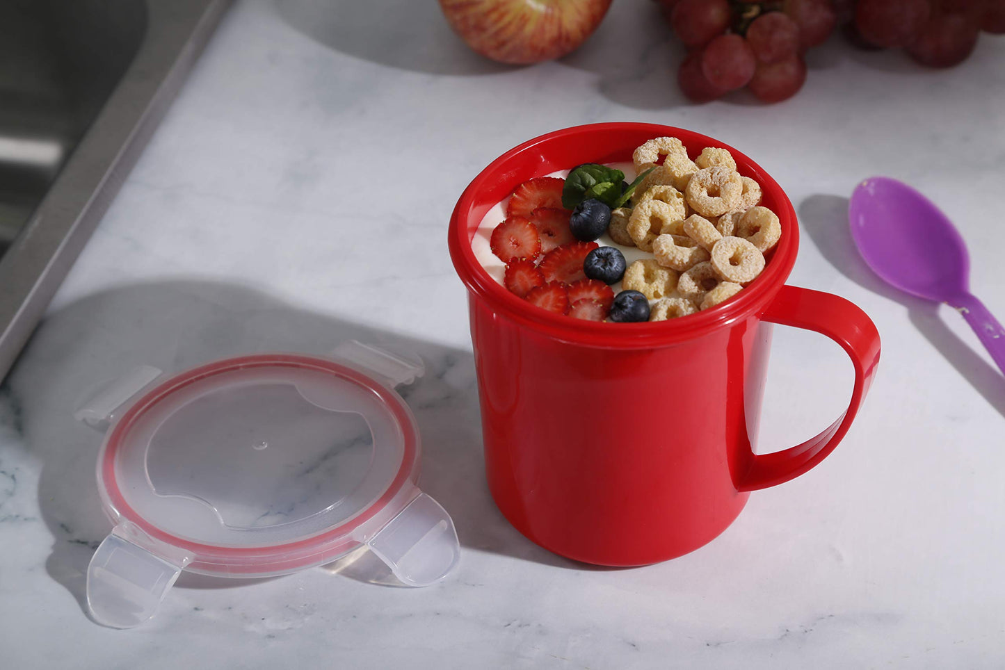 Soup Mugs with Handles designed to heat Soup, noodles, hot beverages, and more in the microwave, to go Cup, Soup Mug, for your home, office, make from quality Plastic with Lips