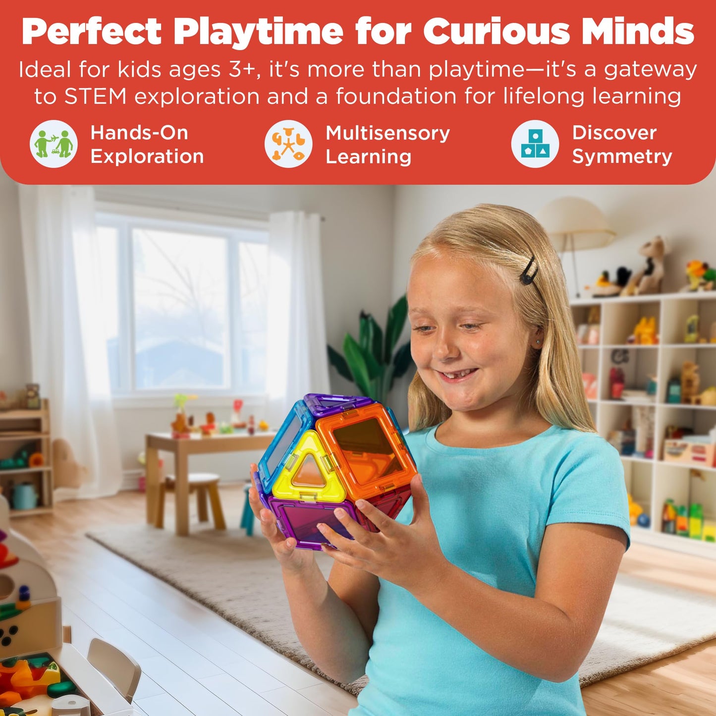 Magformers Solids Clear Rainbow 14 Pc Set - Magnetic Tiles Building Blocks, Educational Kit, STEM Toy Set - Magnetic Building Tiles for Kids to Develop Problem-Solving Abilities and Shape Recognition