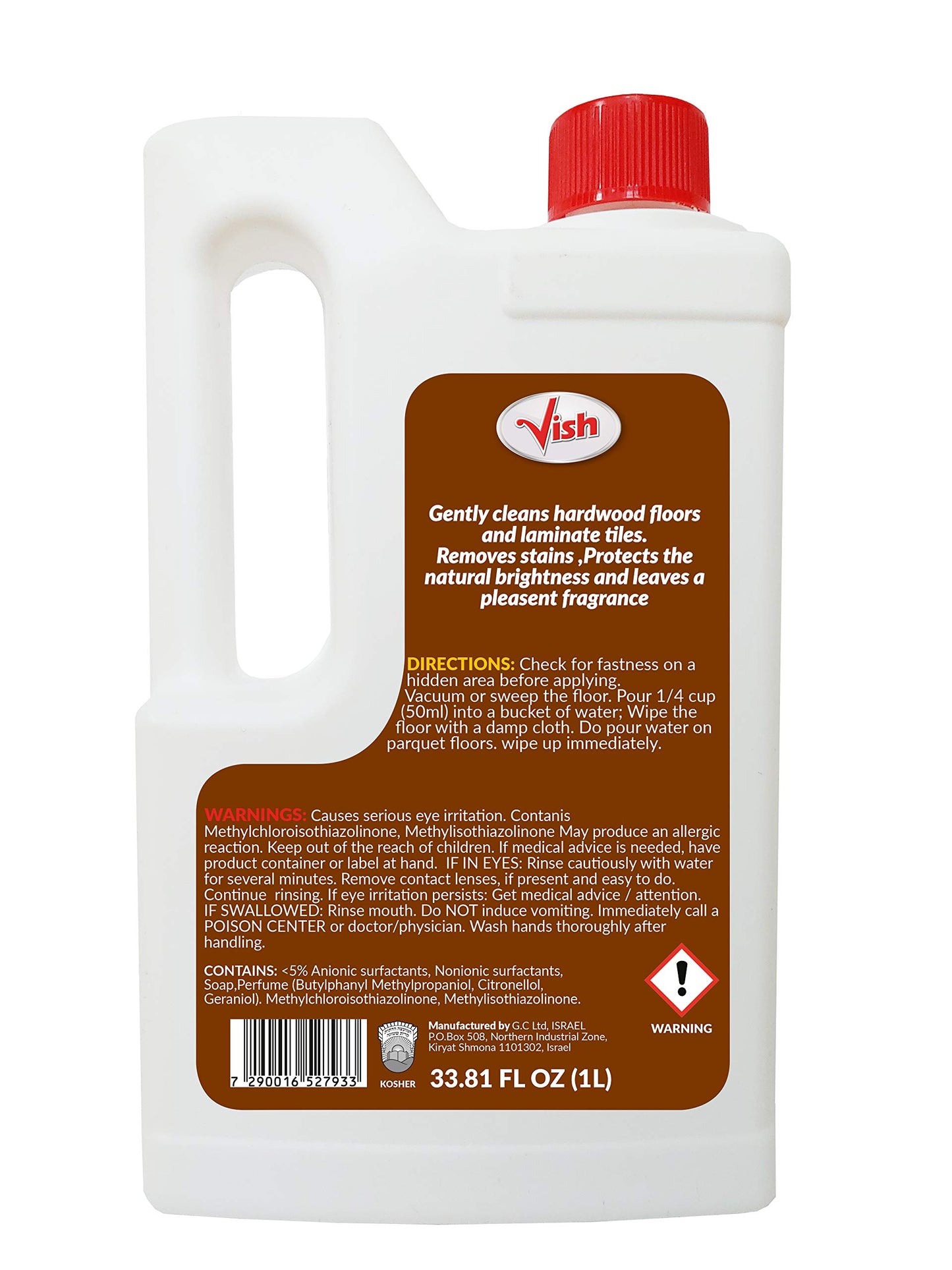 VISH Parquet Floor Cleaner with Natural Shine, Delicate Care, Gentle Cleaning 1L 33.80FL Oz (set of 2)