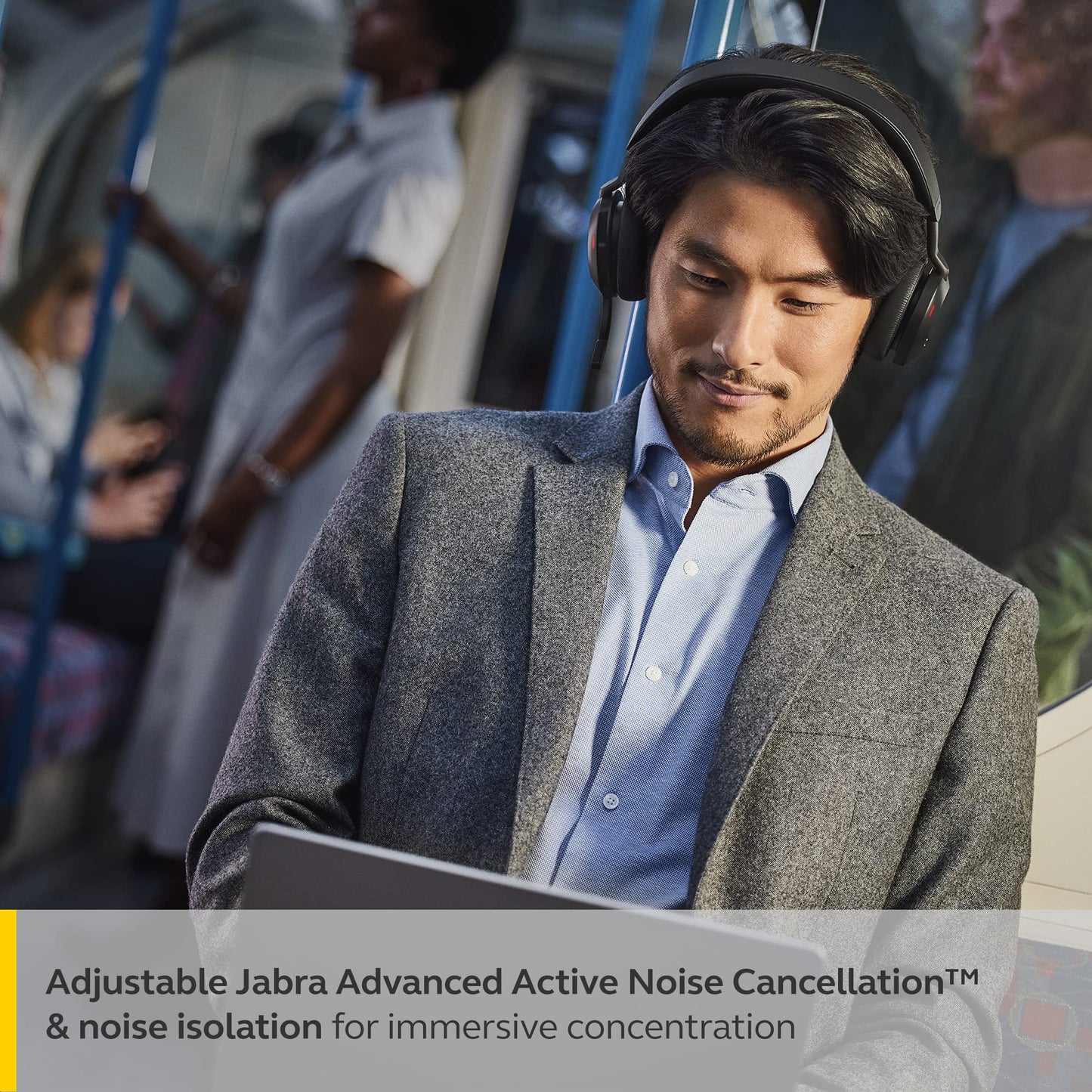 Jabra Evolve2 75 PC Wireless Headset with 8-Microphone Technology - Dual Foam Stereo Headphones with Adjustable Advanced Active Noise Cancelling, USB-A Bluetooth Adapter and UC Compatibility - Black