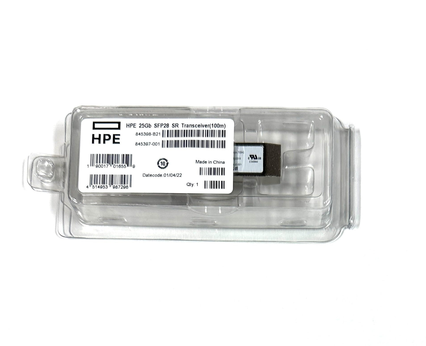 HPE 845398-B21 25Gb SFP28 SR 100m Transceiver Module - for Optical Network, Data Networking - 1 x LC Duplex 25GBase-SR Network - Optical Fiber - Multi-Mode - 25 Gigabit Ethernet
