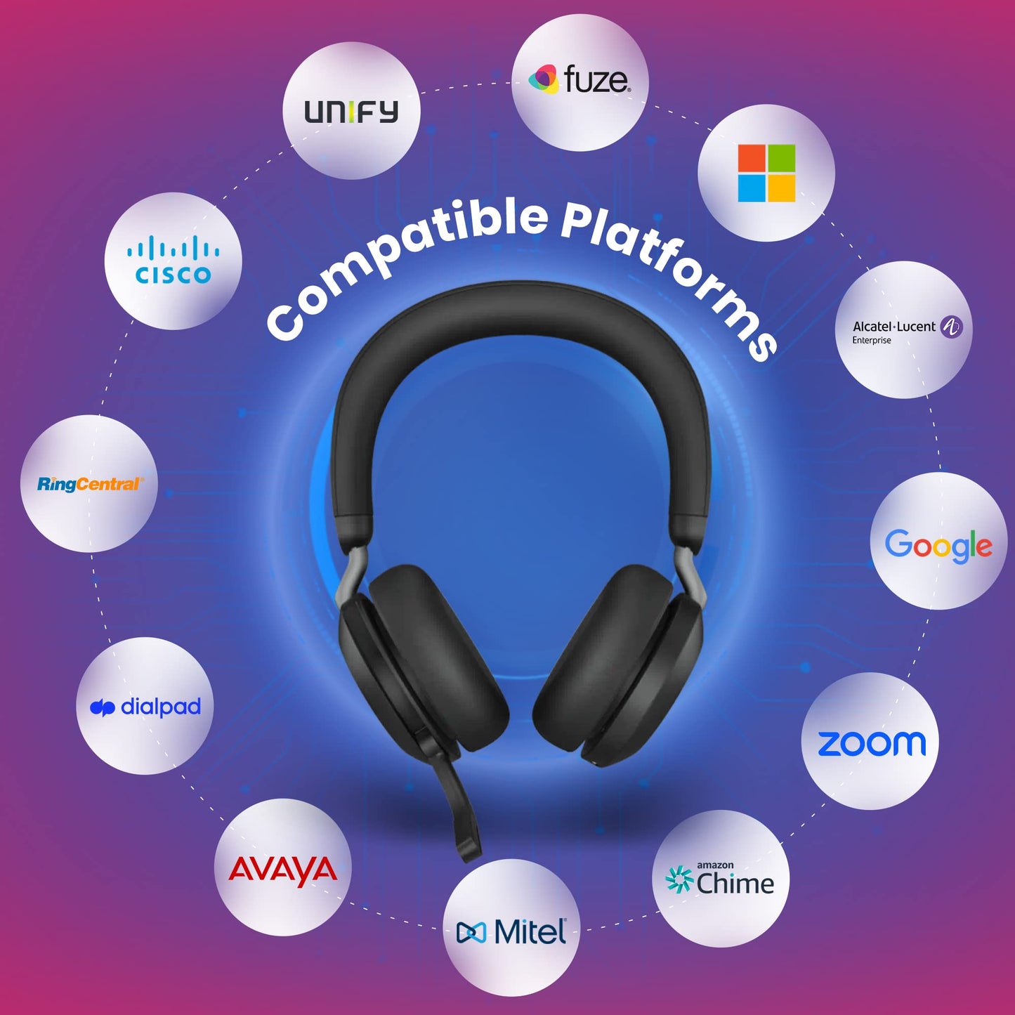 Jabra Evolve2 75 Wireless Headset Stereo MS, USB A Bluetooth Dongle, Compatible with Zoom, Webex, Smartphones, Tablets, PC or MAC, 27599-999-999, with GTW Mobile Wallet & Global Teck Gold Support Plan