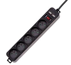Akyga Přepěťová ochrana 250V/50Hz/1.5 m/černá prodlužovačka