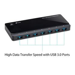 USB 3.0 7-Port Hub with 2 Charging Ports SPEC: 7× USB 3.0 Ports, 2× 2.4A Smart Charging USB Ports, FEATURE: Modern Desi